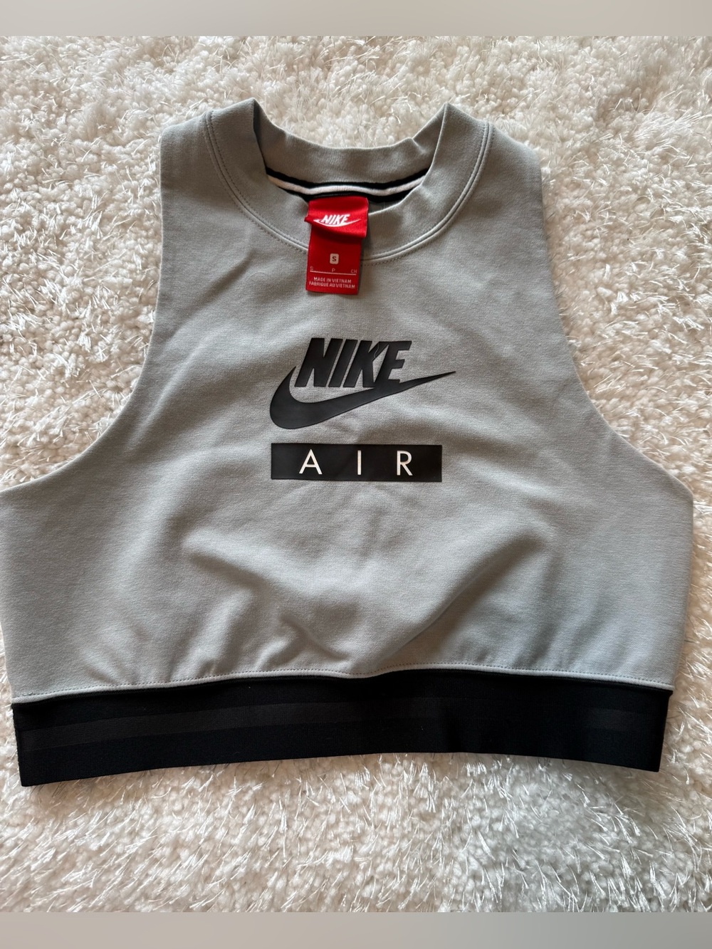 Nike Light Gray and Black AIR Cropped Tank/Sports Bra
